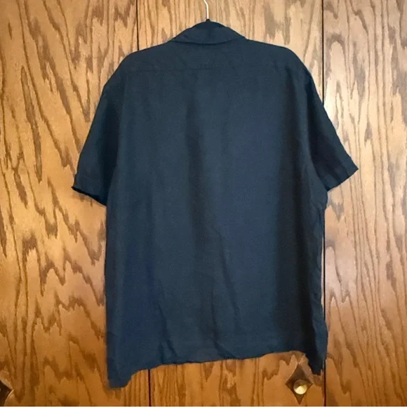 Banana Republic 100% Linen Shirt Mens XL Black Short Sleeve Button Front - Picture 3 of 8